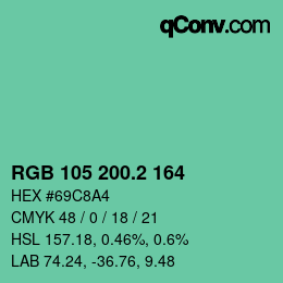 カラーコード: RGB 105 200.2 164 | qconv.com
