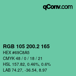 カラーコード: RGB 105 200.2 165 | qconv.com
