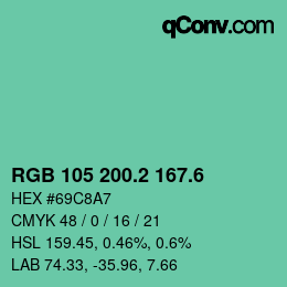 カラーコード: RGB 105 200.2 167.6 | qconv.com