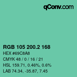 カラーコード: RGB 105 200.2 168 | qconv.com