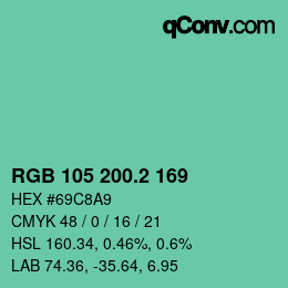 カラーコード: RGB 105 200.2 169 | qconv.com