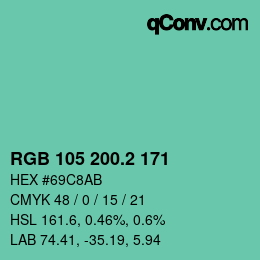 カラーコード: RGB 105 200.2 171 | qconv.com