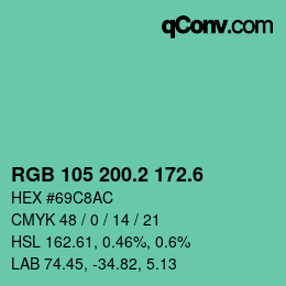 カラーコード: RGB 105 200.2 172.6 | qconv.com
