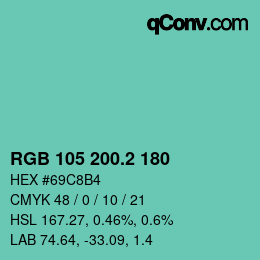 カラーコード: RGB 105 200.2 180 | qconv.com