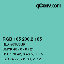 カラーコード: RGB 105 200.2 185 | qconv.com