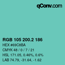 カラーコード: RGB 105 200.2 186 | qconv.com