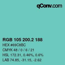 Color code: RGB 105 200.2 188 | qconv.com