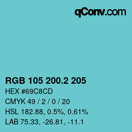 カラーコード: RGB 105 200.2 205 | qconv.com