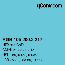 カラーコード: RGB 105 200.2 217 | qconv.com