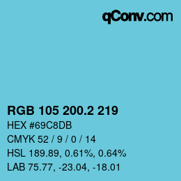 カラーコード: RGB 105 200.2 219 | qconv.com