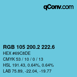 カラーコード: RGB 105 200.2 222.6 | qconv.com