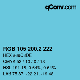 カラーコード: RGB 105 200.2 222 | qconv.com