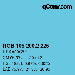 カラーコード: RGB 105 200.2 225 | qconv.com