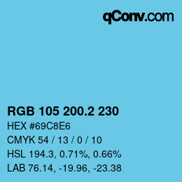 カラーコード: RGB 105 200.2 230 | qconv.com