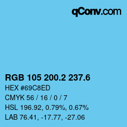 カラーコード: RGB 105 200.2 237.6 | qconv.com