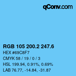 カラーコード: RGB 105 200.2 247.6 | qconv.com