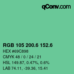 カラーコード: RGB 105 200.6 152.6 | qconv.com