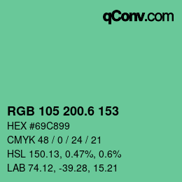 カラーコード: RGB 105 200.6 153 | qconv.com