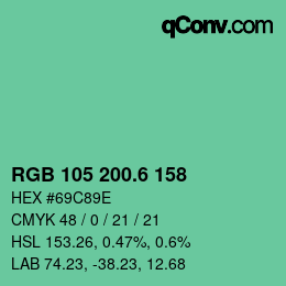 カラーコード: RGB 105 200.6 158 | qconv.com
