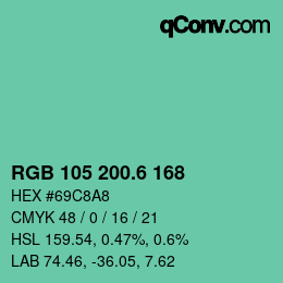 カラーコード: RGB 105 200.6 168 | qconv.com