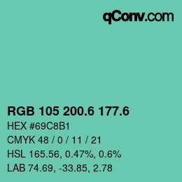 カラーコード: RGB 105 200.6 177.6 | qconv.com