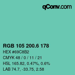 カラーコード: RGB 105 200.6 178 | qconv.com