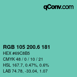 カラーコード: RGB 105 200.6 181 | qconv.com