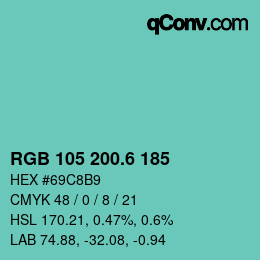 カラーコード: RGB 105 200.6 185 | qconv.com