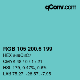 カラーコード: RGB 105 200.6 199 | qconv.com