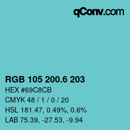 カラーコード: RGB 105 200.6 203 | qconv.com