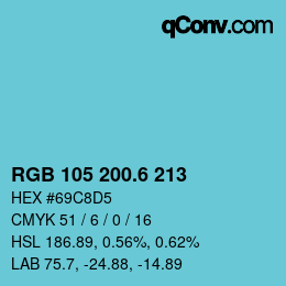 カラーコード: RGB 105 200.6 213 | qconv.com