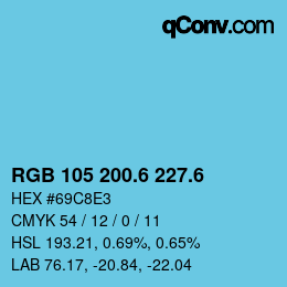 カラーコード: RGB 105 200.6 227.6 | qconv.com