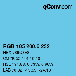 カラーコード: RGB 105 200.6 232 | qconv.com