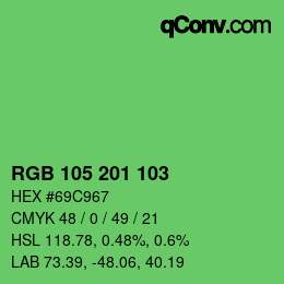 Color code: RGB 105 201 103 | qconv.com