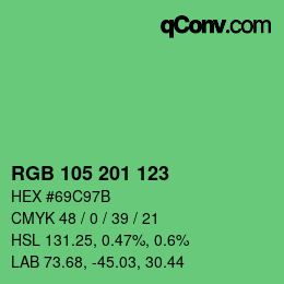 Color code: RGB 105 201 123 | qconv.com