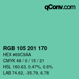 Color code: RGB 105 201 170 | qconv.com
