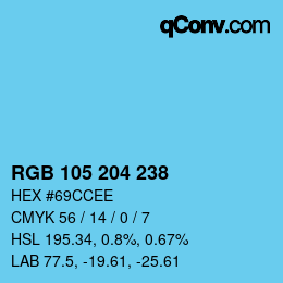 颜色代码: RGB 105 204 238 | qconv.com