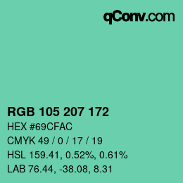 Color code: RGB 105 207 172 | qconv.com