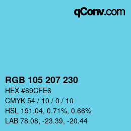 カラーコード: RGB 105 207 230 | qconv.com