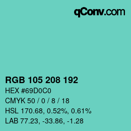 Color code: RGB 105 208 192 | qconv.com