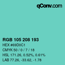 Color code: RGB 105 208 193 | qconv.com