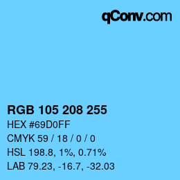 Color code: RGB 105 208 255 | qconv.com