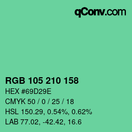 Color code: RGB 105 210 158 | qconv.com