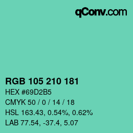 Color code: RGB 105 210 181 | qconv.com