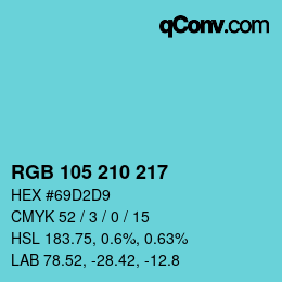 Color code: RGB 105 210 217 | qconv.com