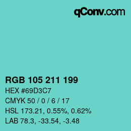 Color code: RGB 105 211 199 | qconv.com
