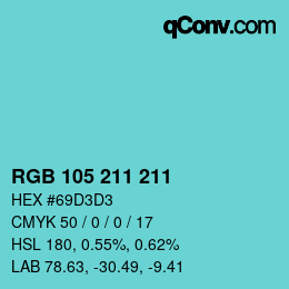 Color code: RGB 105 211 211 | qconv.com