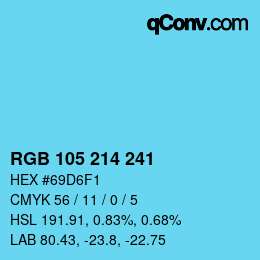 Color code: RGB 105 214 241 | qconv.com