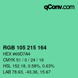 Farbcode: RGB 105 215 164 | qconv.com