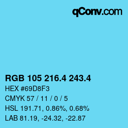 カラーコード: RGB 105 216.4 243.4 | qconv.com
